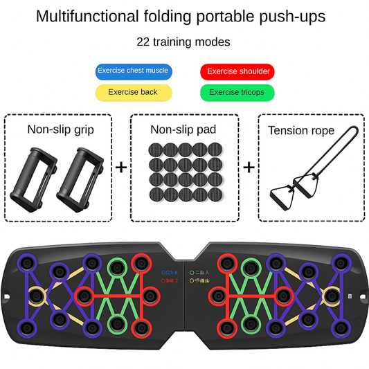 DomsFit™-Professional Push-Up Board Full Body Workout with Resistance Bands