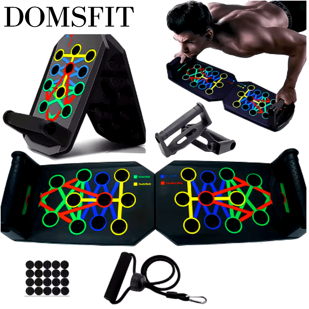 DomsFit™-Professional Push-Up Board Full Body Workout with Resistance Bands